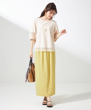 ANY SIS 【洗える】シアーコンビ プルオーバー アイボリー