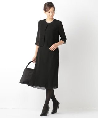 自由区 FORMAL 【人気NO.1 / 洗える】ボレロ風ワンピース ブラック系