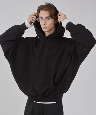 WEGO 【ユニセックス着用ITEM】バルーンクロップドプルパーカー ブラック