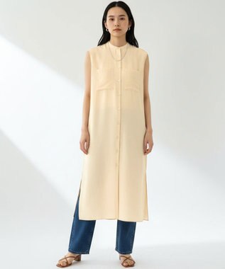 シアーサテン ロングシャツワンピース