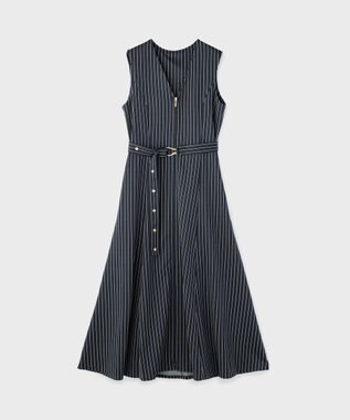 GRACE CONTINENTAL ストライプジャージワンピース ネイビー