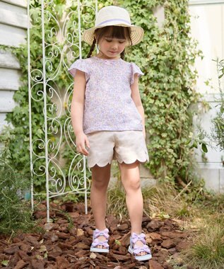 ANY KIDS 小花柄 プリント Tシャツ ラベンダー×花柄