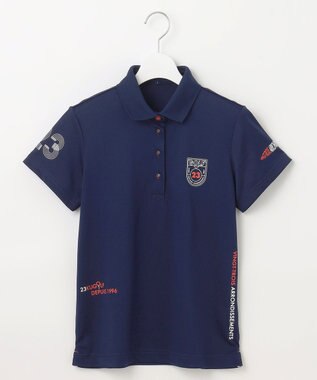23区GOLF 【WOMEN】【吸水速乾/UVカット】グラフィカルポロシャツ ネイビー系