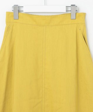 自由区 【洗える】リネンビスコースストレッチフレア スカート ピスタチオ