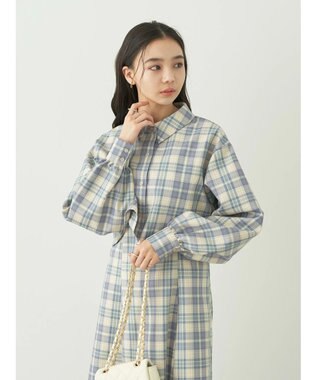 earth music&ecology ＣＨＥＣＫショートシャツジャケット Check Blue