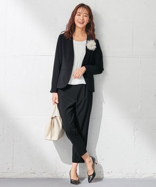 ANY SIS 【セットアップ対応】セレモニーダブルクロス テーパード パンツ ブラック