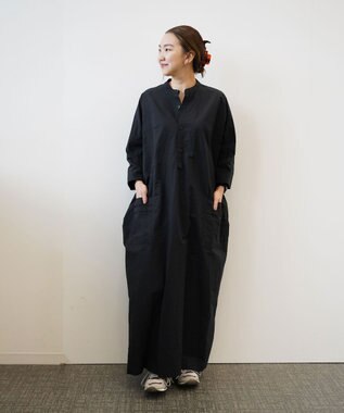 WHITE MAILS 【Kanocoコラボ】ビッグシルエット ワンピース＜洗える・抗菌・消臭・速乾・UVケア＞ クロ