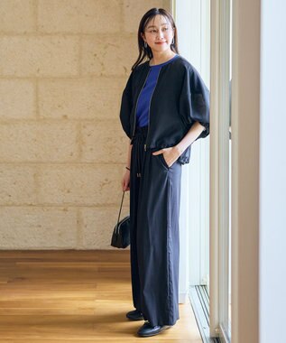 ANY シアーランタンスリーブブルゾン ブラック