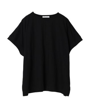 Green Parks インド綿 フレンチスリーブ前後差カットプルオーバー Black