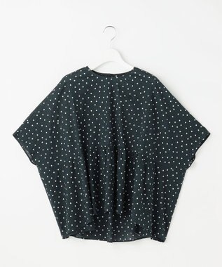 自由区 L 【17号サイズまで展開・WEB限定】コットンサッカープリント ブラウス ネイビー×オフ