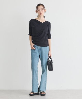 earth music&ecology ドレープデザインカットソー Black