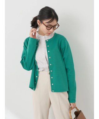 earth music&ecology パールスナップボタンカーディガン Green