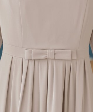 Tiaclasse L 【セレモニー・新色追加】リボンベルトフレアワンピース グレージュ