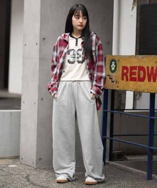 WEGO フードチェックシャツ レッド