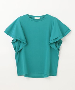 ANY L 【シワになりにくい】ダブルフレアスリーブカットソー グリーン