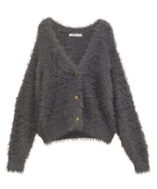 Green Parks ・Ｐｅｔｉｔ　Ｆｌｅｕｒ　シャギーニットカーディガン Charcoal Gray