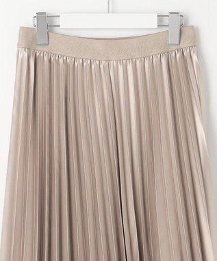 自由区 S 【ウエストゴム・洗える】ブライトサテンプリーツ スカート ベージュ
