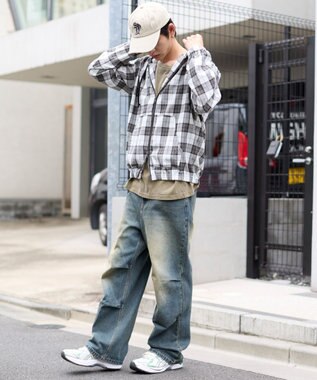 WEGO 【S～Lサイズ展開/ウエスト調整可】パラシュートデニムパンツ デニム中濃加工色