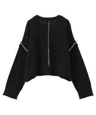 earth music&ecology 【洗濯機洗い可 / 選べる丈】アンチピリングC/A選べる丈配色ニット ブラック