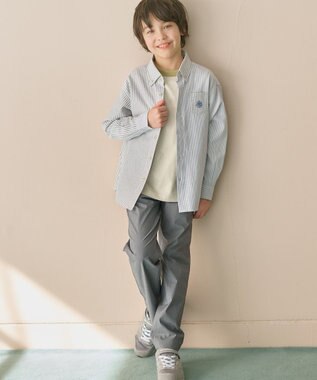 J.PRESS KIDS 【140-170cm】オックスフォード ストライプコンビシャツ グレー系1