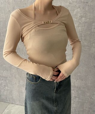 WEGO 【２点セット】カーデ付きアンサンブル ベージュ