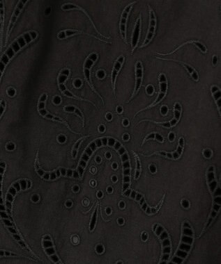 BEIGE， 【洗える】GALLERIA / コットンエンブロイダリーIラインスカート Black