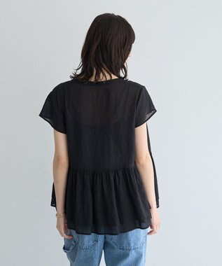 YECCA VECCA ペプラムシアーブラウス Black
