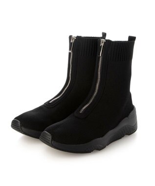 MODE ET JACOMO <carino>フロントジップニットブーツ ブラック