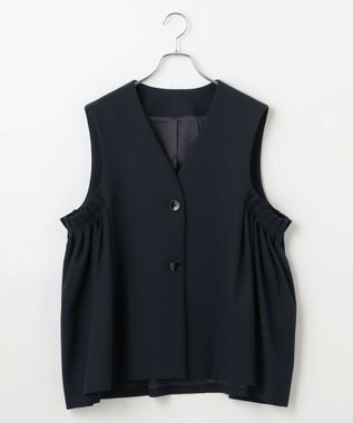 #Newans 【セレモニーにも】〈亀恭子さんコラボ〉サイドギャザージレ ネイビー