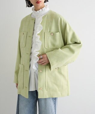 Green Parks ツィードミディ丈ジャケット Lime Green
