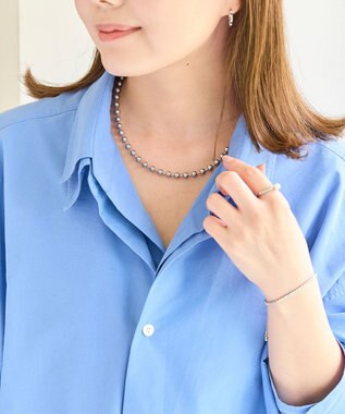 Phoebe 【金属アレルギー対応】ドットラインネックレス　シルバー/ステンレス シルバー