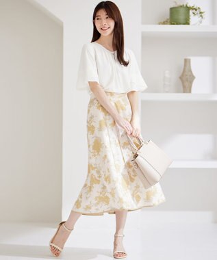 ANY SIS L 【洗える】ラッフルフレアビジュー ブラウス オフ