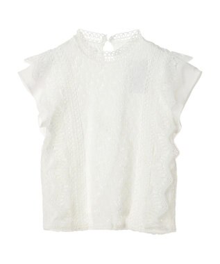 Green Parks ・Ｐｅｔｉｔ　Ｆｌｅｕｒ　フレンチレーシ－ブラウス Off White