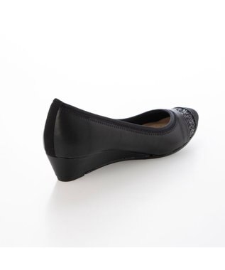 MODE ET JACOMO <carino>ポインテッドトゥウエッジヒールパンプス ブラックコンビ