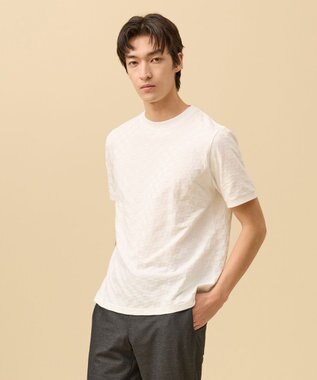 J.PRESS MEN ジャケットインの最適解【接触冷感 / 吸水速乾】【J.PRESS PREMIUM JERSEY】アーガイルリンクス Tシャツ ホワイト系