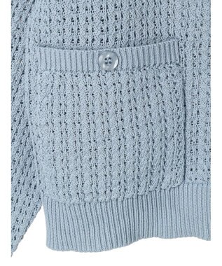 earth music&ecology 透かし柄ポケットカーディガン Sax