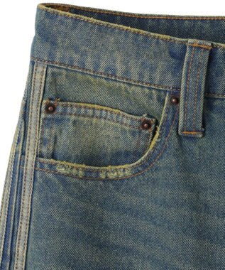 WEGO サイドラインワイドデニムパンツ デニム中濃加工色