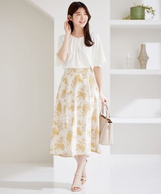 ANY SIS L 【洗える】ラッフルフレアビジュー ブラウス オフ