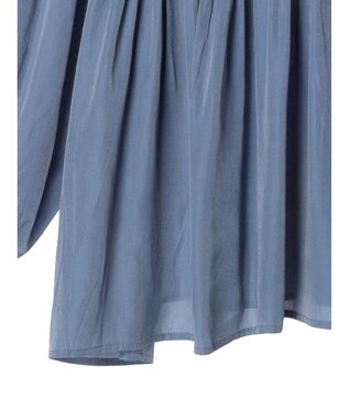 CRAFT STANDARD BOUTIQUE 後リボン切替ギャザーチュニックブラウス Blue