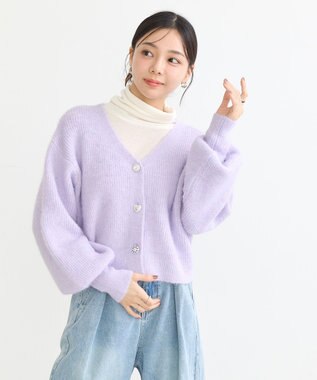 earth music&ecology アソートキラキラボタンカーディガン Purple