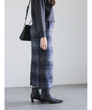 Te chichi シャギーチェックスカート ネイビー