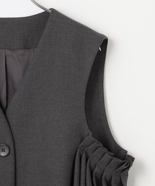 #Newans 【セレモニーにも】〈亀恭子さんコラボ〉サイドギャザージレ グレー