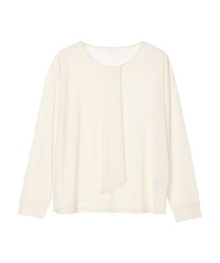 Green Parks ＢＰ　襟タック長袖ブラウソー Off White