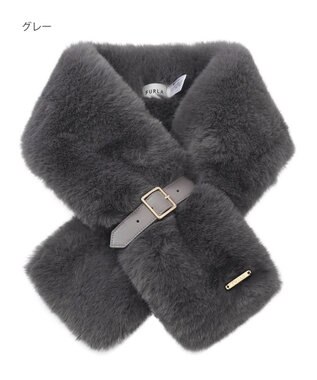  FURLA  ベルト付きフェイクファーマフラー