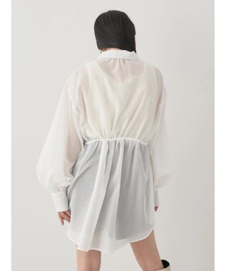 earth music&ecology ワンポイント刺繍ロングシャツ White