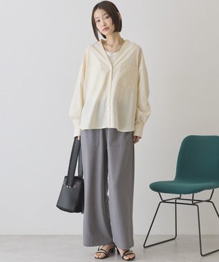 AMERICAN HOLIC 【イージーケア】ストライプVネックシャツ Yellow