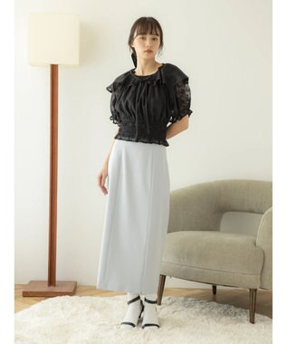 earth music&ecology 衿付きフラワーブラウス Black