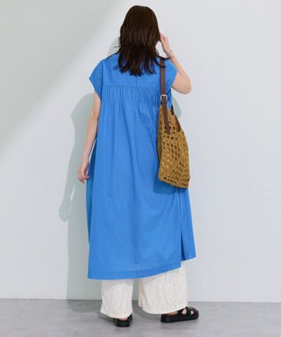 Green Parks フレンチスリーブシャーリングワンピース Blue