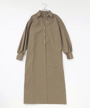 #Newans 【ANSWER for 産前産後ママ】リボン取り外し可能！シャツカラーワンピース カーキ系