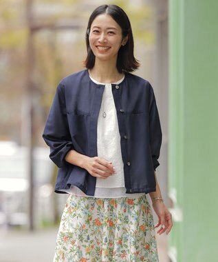 【季節の変わり目に】リネンシアースラブ ノーカラー ブルゾン